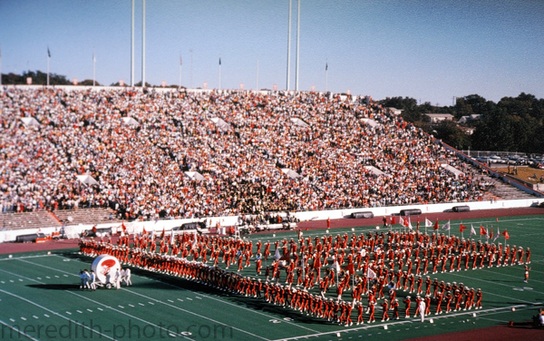 The band plays at Darrell K Royal-Texas Memorial Stadium in 1960. 
